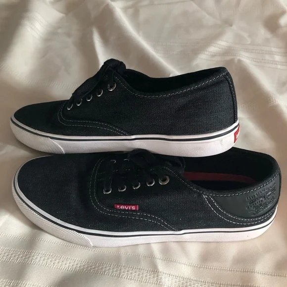 Levi's Comfort Canvas Sneakers Shoes Low Top Black Denim 51751901A Mens 9 - Picture 10 of 15